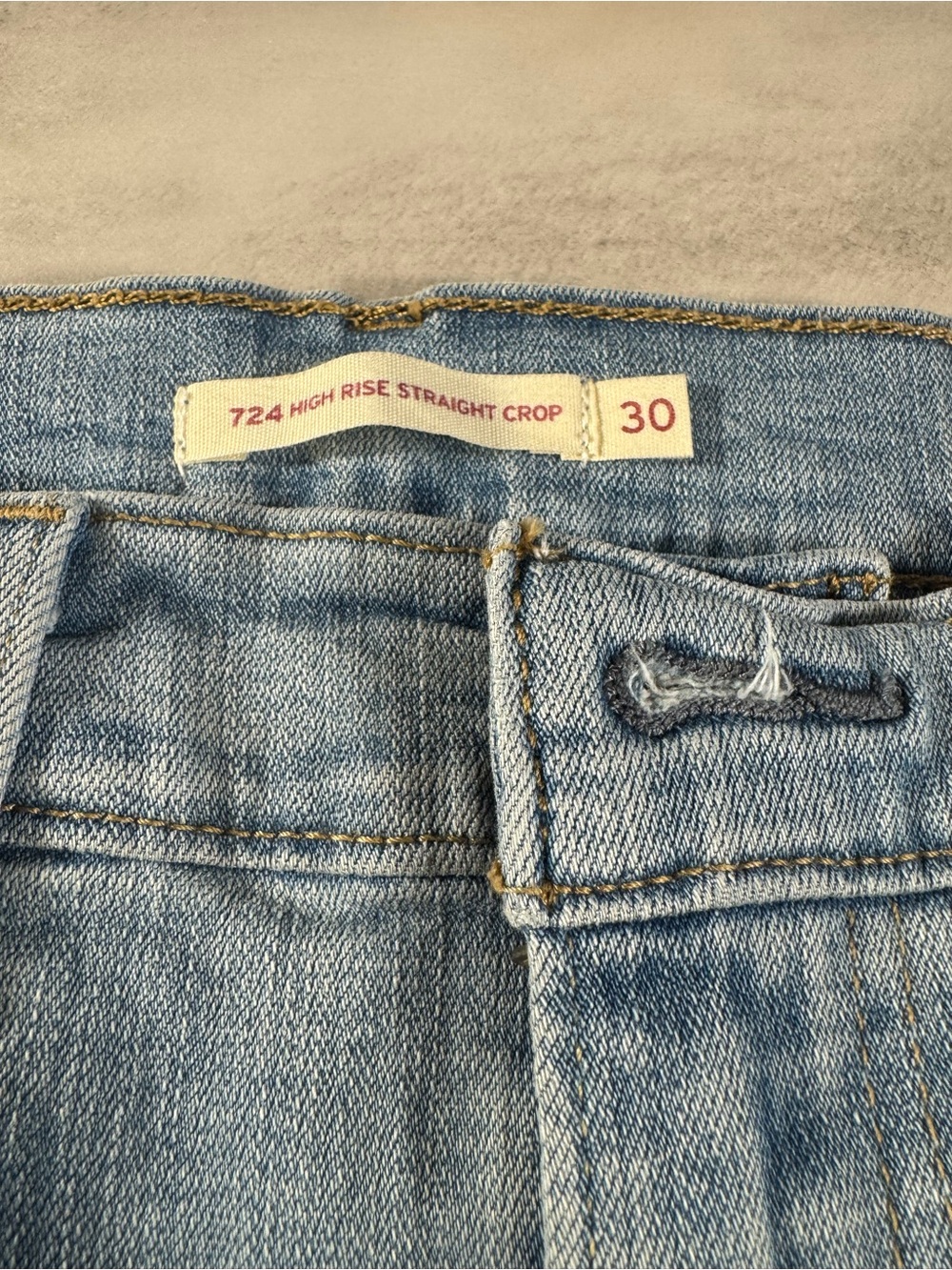 Levi's light blue high-rise straight crop jean shorts
